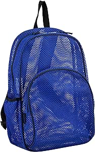 Eastsport Mesh Hiking Backpack, College Bookbag, Lightweight See Through for Travel, Swim, Gym, 17.5 Inches, Gym Bag, Blue