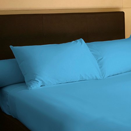 Lavish Home 100-Percent 300 Thread Count Egyptian Cotton Sheet Set, King, Blue