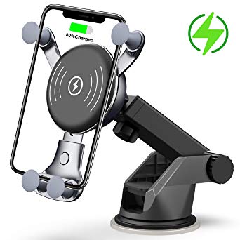 [2019 NEW]7.5W & 10W Wireless Car Charger, Dashboard & Windshield Car Mount, Cell Phone Holder, 10W Compatible for Samsung Galaxy S10/S10 /S10e/S9/S9 /Note9, 7.5W Compatible for iPhone Xs Max/Xs/XR/X/