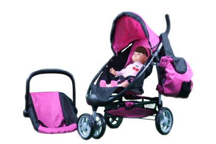 Mommy & Me 2 in 1 Doll Stroller / Carrier with FREE Carriage Bag - 9665A