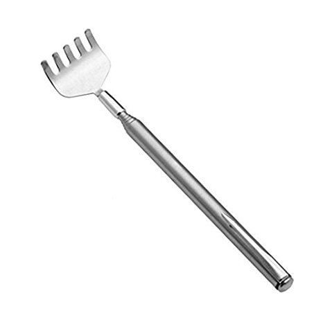 Kingnice Telescopic Stainless Steel Back Scratcher with Pocket Clip