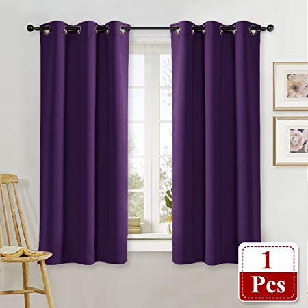 NICETOWN Blackout Room Darkening Window Curtain Triple Weave Home Decoration Solid Ring Top Blackout Room Darkening Drape for Bedroom (Single Panel, 42 x 63 Inch, Royal Purple)