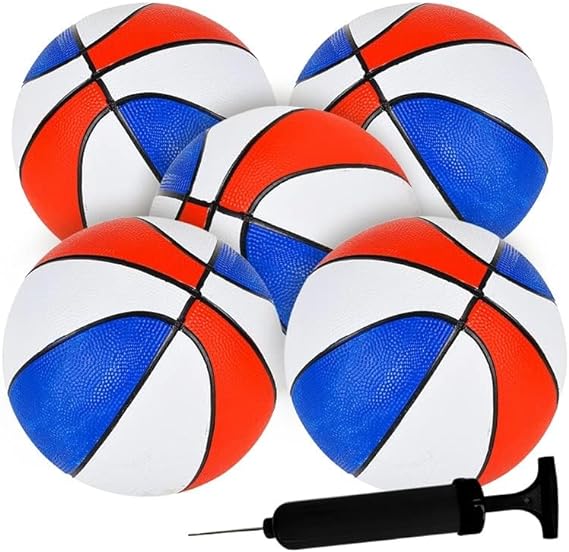 Mini Basketball (5 Pack) Small Basketball for Kids, 7 inch Basketball - Indoor Outdoor Game Balls Free Pump Include