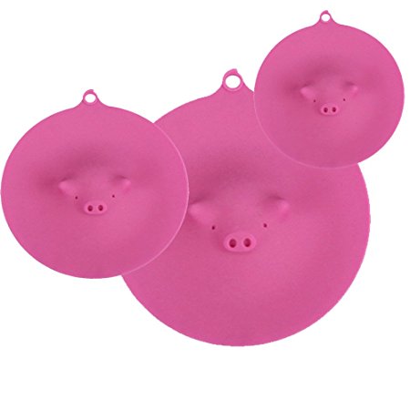 ME.FAN™ Silicone Cooking Pig Food Storage Suction Lids and Microwave Splatter Screen Plus Bowl Covers 3 Set Red