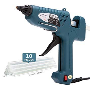 Hot Glue Gun, Blusmart 100W Full Size HIgh Temp Melt Glue Gun with 10pcs Premium Glue Sticks(9.84’’0.43’’) Professional Industrial Hot Glue Gun for DIY, Small Art & Craft Use, Useful Tool,Dark Green