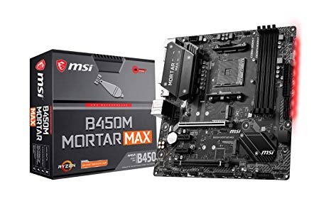 MSI B450M MORTAR MAX Motherboard mATX, AM4, DDR4, LAN, USB 3.2 Gen2, TYPE-C, M.2, Mystic Light Sync, HDMI, Display Port, AMD RYZEN 1st, 2nd and 3rd Gen Ready