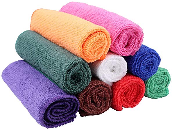 Microfiber Cleaning Cloths Towels, Pack of 9, 9 Colors, All-Purpose Softer Highly Absorbent, Use for Clothing House, Window,Car, Office,Kitchen, Car, Window, Stainless Steel