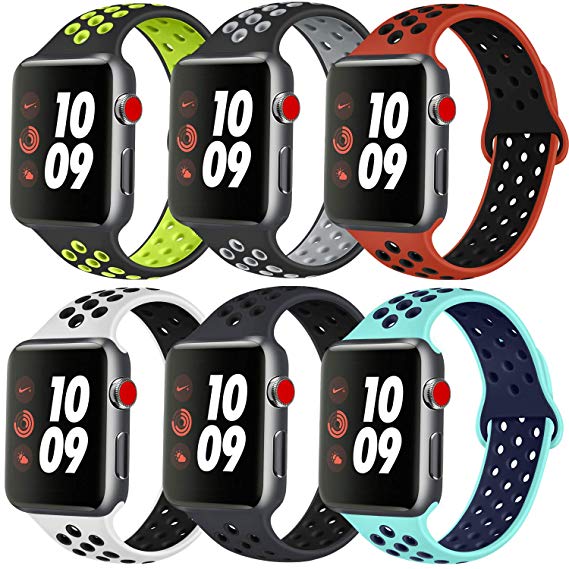 Tobfit Silicone Bands Compatible with Watch Band 38MM 40MM 42MM 44MM, Breathable Replacement Sport Strap Compatible with IWatch Series 4/3/2/1