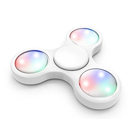 [Fidget Spinner] REDSHIELD Decompression Hand Spinner Toy W/ Switch Plastic, [LED Light] - Finger Toy, Perfect For Boredom, ADD, ADHD, Anxiety, and Autism Adult or Children [White]