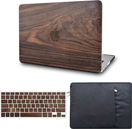 KECC Compatible with MacBook Pro 13 inch Case 2020-2023 with Touch Bar M2 A2338 M1 A2289 A2251 Protective Plastic Hard Shell   Keyboard Cover   Sleeve (Walnut Wood)