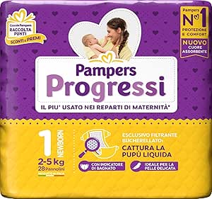 Pampers Progressi Pannolini Newborn, Taglia 1 (2-5 kg), 1 Pacco da 28 Pezzi