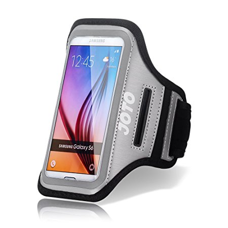 Samsung Galaxy S6 / S6 Edge Armband, JOTO Sport Armband Case for Samsung Galaxy S6 / S6 Edge, with Key Holder, Credit Card / Money Holder, Sweat Proof, best for Gym, Sports Fitness, Running , Exercise , Workout [ Galaxy S6 / S6 Edge Sport Armband ] (Grey)