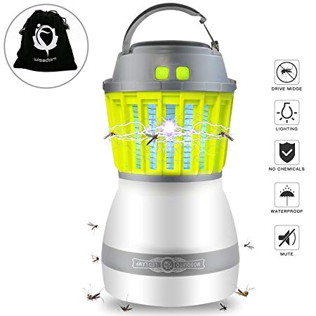 Bug Zapper Mosquito Killer Camping Lamp - 2 in 1 LED Light Insect Zapper IP67 Water proof Portable Rechargeable with USB Port For Outdoor Camping,Hiking,Fishing and Traveling