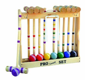 Amish-Crafted Deluxe 8-Player Croquet Game Set, Maple Hardwood
