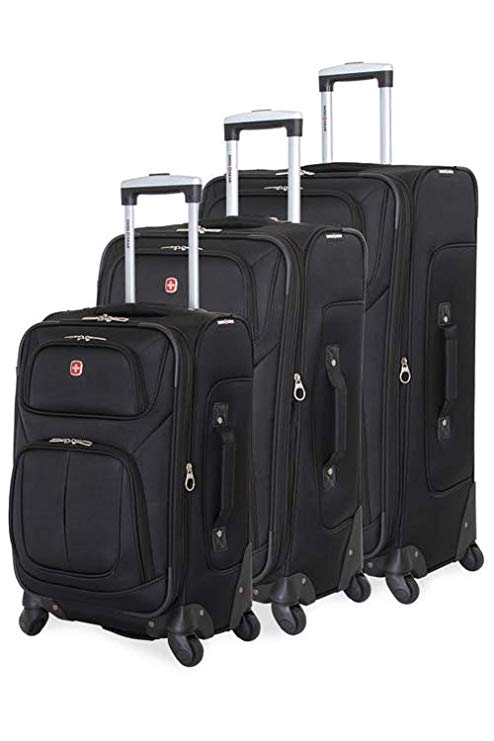 SWISSGEAR 6283 Amazon Exclusive 3pc Spinner Luggage Set with Dopp Kit Bundle Black