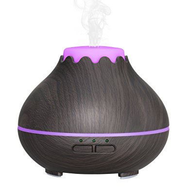 Mini Aroma Essential Oil Diffuser, MerryNine 150ml Ultrasonic Cool Mist Humidifier with 7 Color LED Lights Changing and Waterless Auto Shut-off for Yoga, Spa, Baby Room (Wood Grain)
