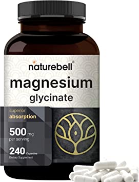 Maximum Strength Magnesium Glycinate 500mg, 180 Capsules, Supports Muscle, Bone, Joint, Heart Health, Enzyme Function, No GMOs, Made In USA