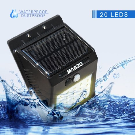 20 LED Solar Light by MAGZO Motion Sensor Light Outdoor Solar Light LED 2200mAh Waterproof Auto Security for Yard,Patio,Deck,Garden,Path,Driveway,Stairs Black