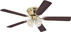 Westinghouse Lighting 7232400 CONTEMPRA IV Indoor Ceiling Fan with Light, 52 Inch, BRASS