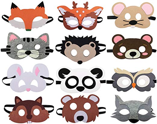 Dlazm 12 Pieces Forest Friends Felt Animal Mask for Birthday Party Favors