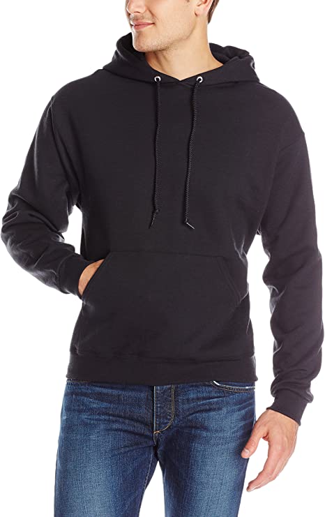 Jerzees Mens Black Adult Pullover Hooded Sweatshirt Hooded Sweatshirt