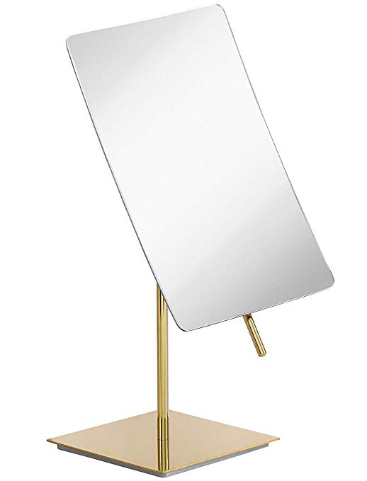 3X Magnified Premium Modern Vanity Makeup Mirror Gold| Portable Contemporary Adjustable Easy Positioning | Best Luxury Quality Magnifying Beauty Mirror