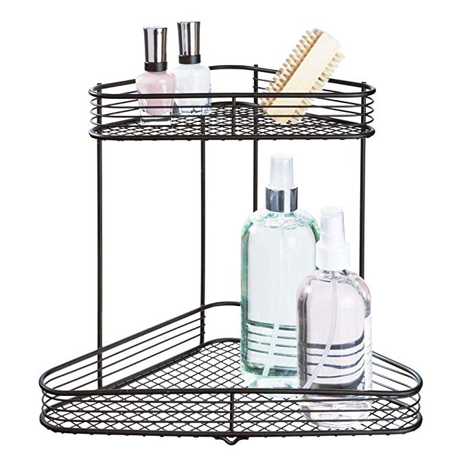 InterDesign Vienna 2-Tier Corner Shelf for Cosmetics and Toiletry Storage, Bathroom, Countertop, Desk, and Vanity