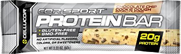 Cellucor COR-Sport Protein Bar For Fuel and Recovery, Chocolate Chip Cookie Dough, 5 Bars