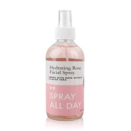 Rose Facial Mist Spray (240ml) - Hydrating & Moisturizing - Setting Spray to Freshen Skin & Makeup - Glass Bottle