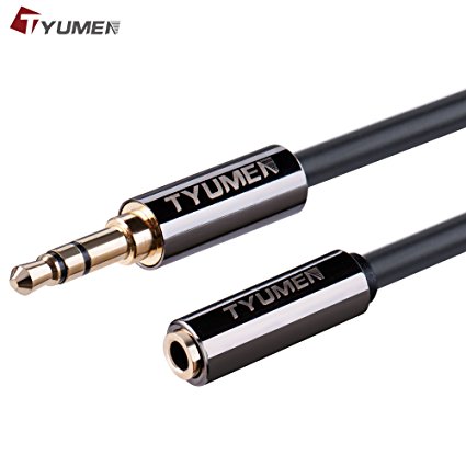 3.5mm Extension, TYUMEN 3.5mm Gold Plated Audio Cable Male to Female Stereo Audio Extension Cable, AUX Cord Extension Cable for Car/Home Stereo, Desktop Computer, Smartphones, Tablets (6FT, Black)