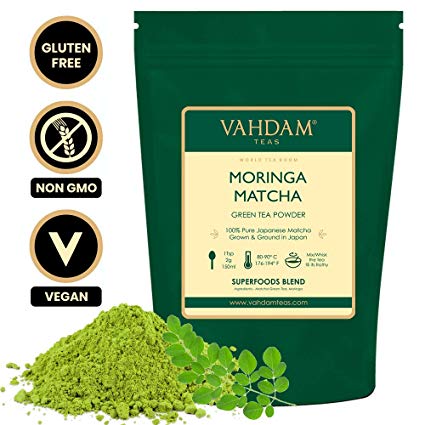 VAHDAM, Moringa Matcha Green Tea | | 100% PURE Japanese Origin Matcha Tea Powder |137x ANTI-OXIDANTS |Energy, Focus & Metabolism Booster |Green Tea for Weight Loss & Everyday Detox |Japan's SUPER FOOD