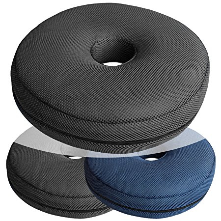 Medipaq® Memory Foam Ring Donut Cushion - Molds to the Contours of your Body (BLACK - 3d Mesh)