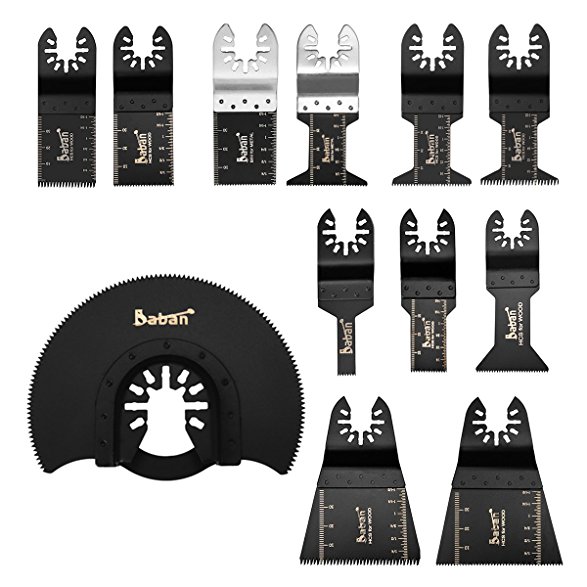BABAN 12PCS Mixed Oscillating Multitool Quick Release Accessories Saw Blades Set Compatible with Most of Oscillating Tool