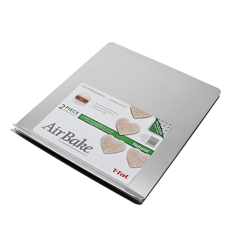 T-fal AirBake Natural 2 Pack Cookie Sheet Set, 14 inches x 16 inches, 2-pack, Silver