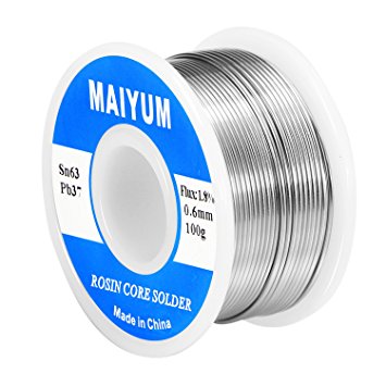 MAIYUM 63-37 Tin Lead Rosin core solder wire for electrical soldering (0.6mm 100g)