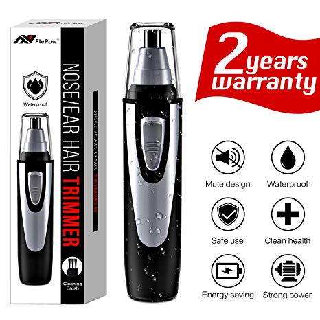 Ear and Nose Hair Trimmer Clipper - 2018 Professional Painless Eyebrow and Facial Hair Trimmer for Men and Women, Battery-Operated, IPX7 Waterproof Dual Edge Blades for Easy Cleansing