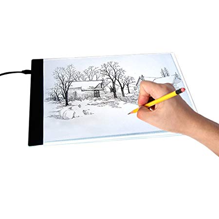 A4 Ultra-Thin LED Art Stencil Board Light Pad Tracing Drawing Pad Board Light Box for Artists,Drawing,Sketching,Animation | Active Area A4 with US Adapter 5V USB Power 1pcs