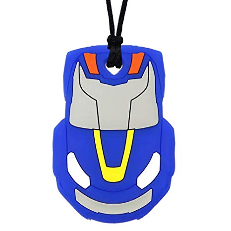 Chew Necklace for Boys Girls Adults, Silicone Race Car Sensory Pendant Chewy Jewelry for Kids with Autism or Special Needs - Oral Motor Aides Calms Baby and Reduces Biting/Chewing/Fidgeting