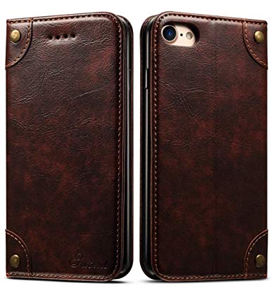 SINIANL Case for iPhone 6 6S 7 8 X Plus Leather Wallet Case Kickstand TPU Bumper With Card Holder Slots Flip Cover