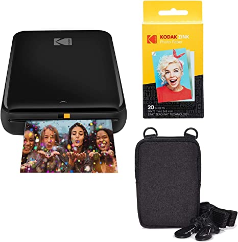 KODAK Step Wireless Mobile Photo Printer (Black) Go Bundle