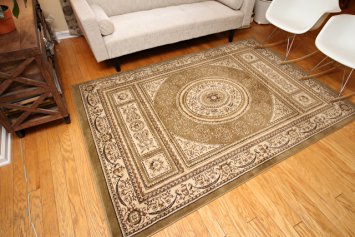 Feraghan/New City fer4032green_8x11 Traditional Isfahan Floral Persian Wool Area Rug, 8' x 10', Sage Green