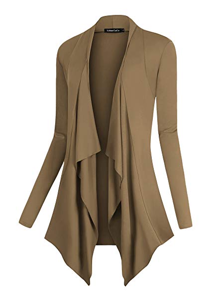 Urban CoCo Women's Drape Front Open Cardigan Long Sleeve Irregular Hem