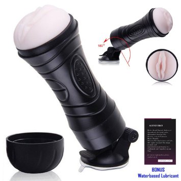 Lover Fire 180 Degree Adjustable Positioned With Strong Suction Cup - Hand Free Dial up Vibration Realistic Vagina Ribbed Tunel Male Masturbator Pink Pussy Fleshlight Manhood Enlargement System