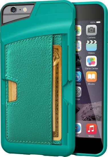 iPhone 6 Plus6s Plus Wallet Case - Q Card Case for iPhone 66s 55 by CM4 - Ultra Slim Protective Kickstand Credit Card Phone Cover Pacific Green