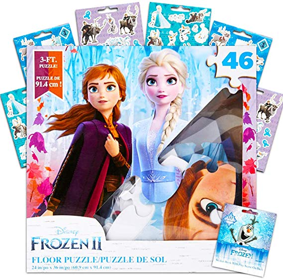 Disney Frozen 2 Giant Floor Puzzle for Kids (3 Foot Puzzle, 46 Pieces-- Bonus Frozen Stickers)