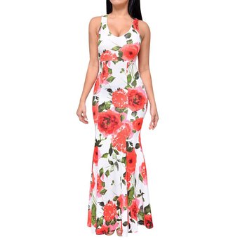 CoCo Fashion Women's Floral Printed Cocktail Party Long Dress