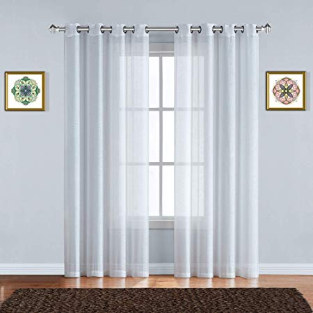 Warm Home Designs Pair of 2 Extra Long 54" (Width) x 108" (Length) Ivory (Off White) Sheer Window Curtains. 2 Elegant Voile Panel Drape are 108 Inch Wide Total - K Ivory 108"