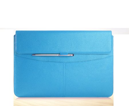 FYY Premium Leather Sleeve Case with Pockets for Microsoft Surface 3 (10.8 Inch Display, 2015 Version) Cyan