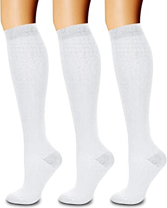 CHARMKING 3 Pairs Copper Compression Socks for Women & Men Circulation 15-20 mmHg is Best for All Day Wear Running Nurse