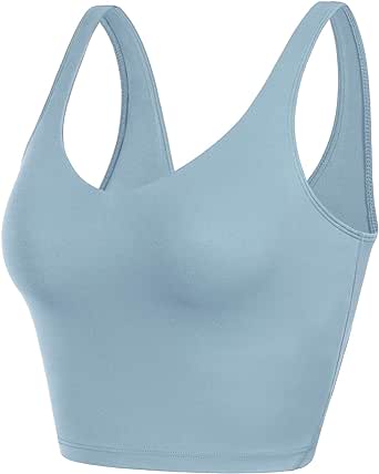 ODODOS Cloud Feeling Tank Bra for Women U Back Wirefree Longline Sports Bra Yoga Crop Top